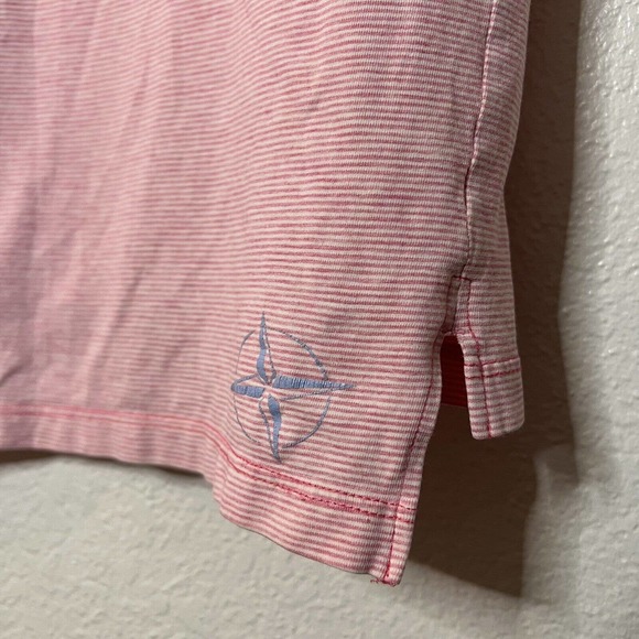 B. Draddy Men's XXL 2XL Pink White Striped Short Sleeve Golf Polo Shirt - Picture 5 of 8